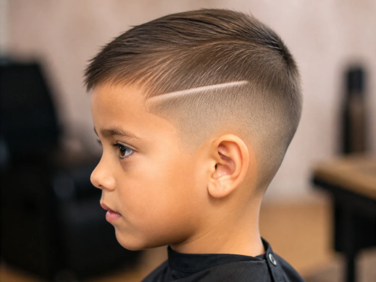 Fine hair on a boy cut to one soft length