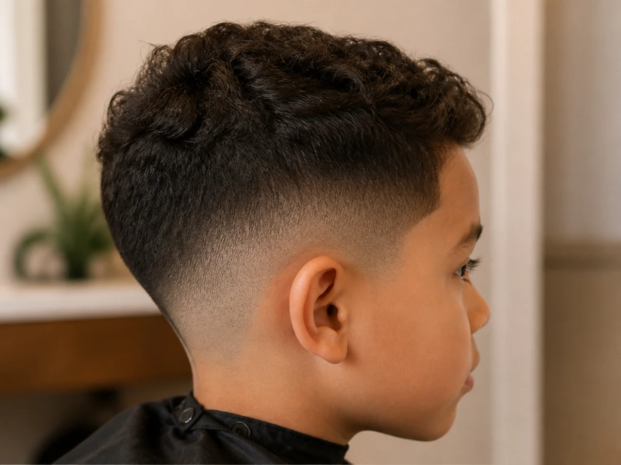 A close view of a fade line blurring as it grows out
