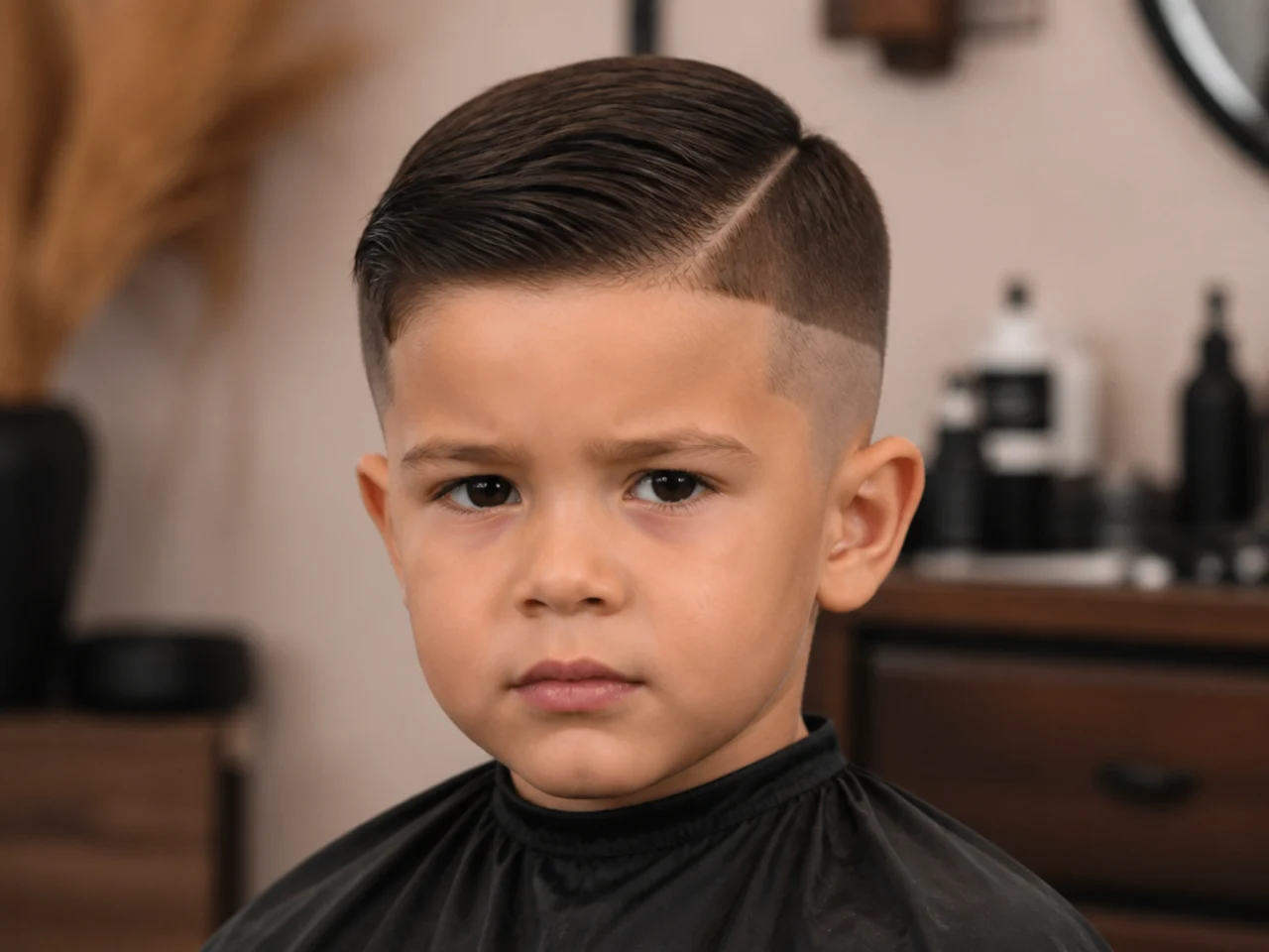 An uneven fade line on the side of a boys head