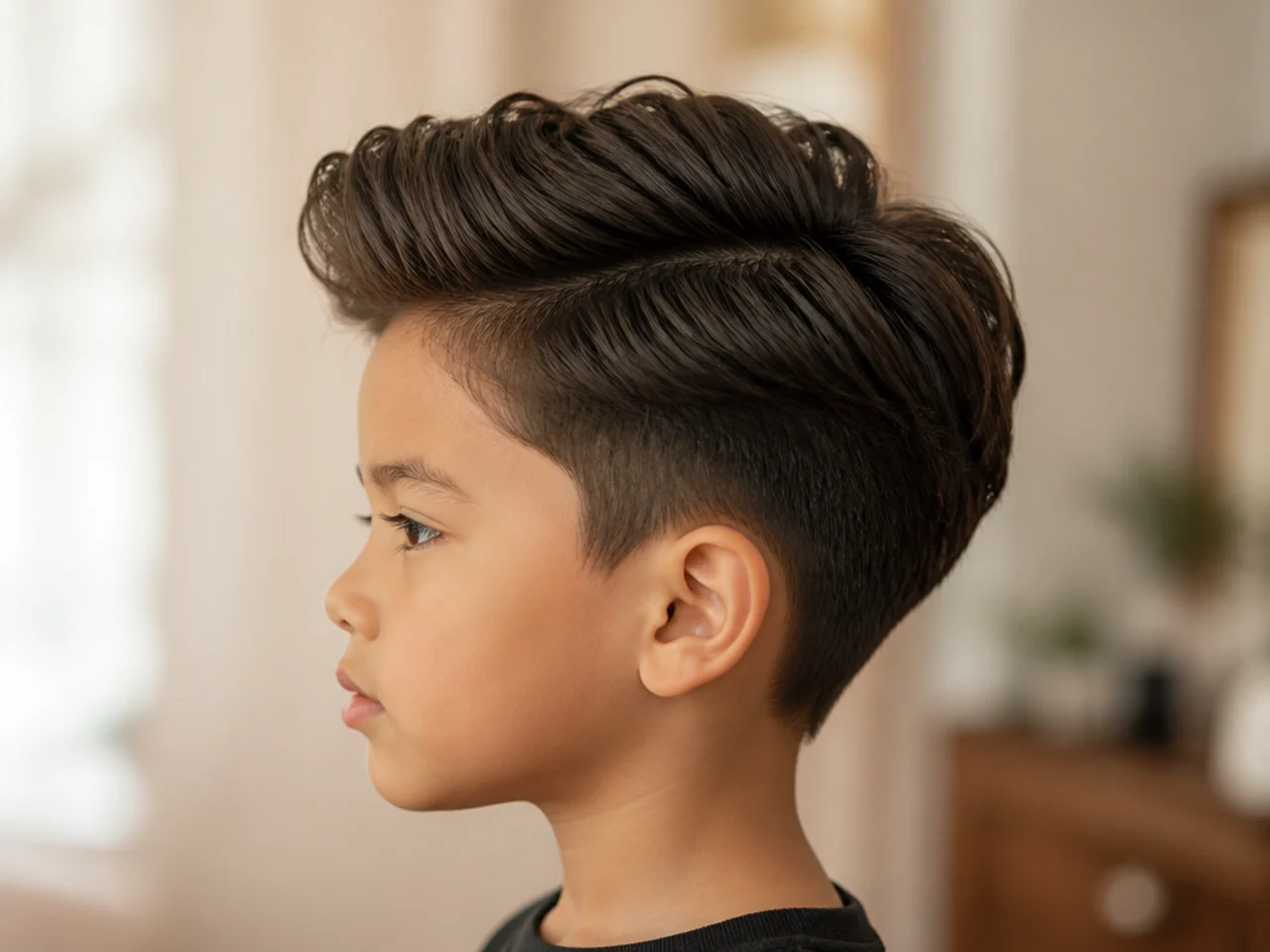 A toddler boy with volume at the front and longer sides