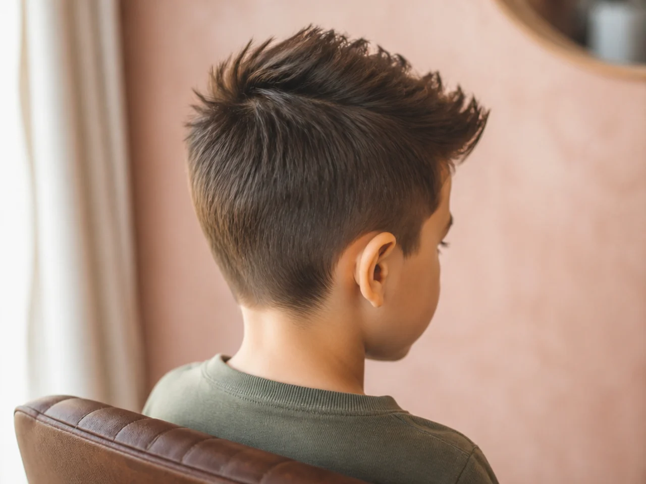 A toddler boy with a faux hawk and unshaved sides