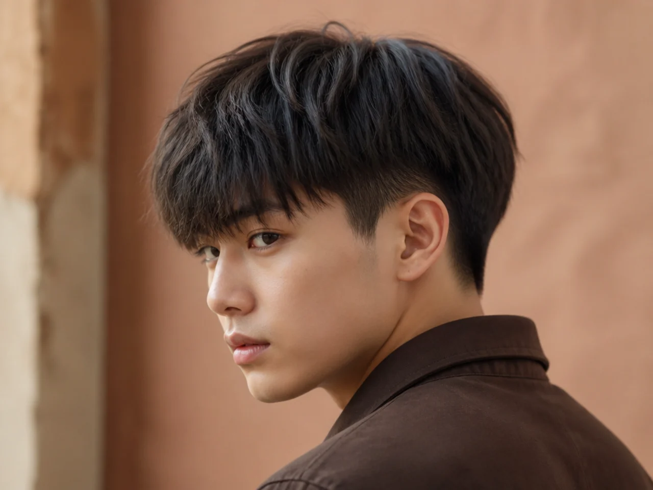 A boys' two block with a fringe