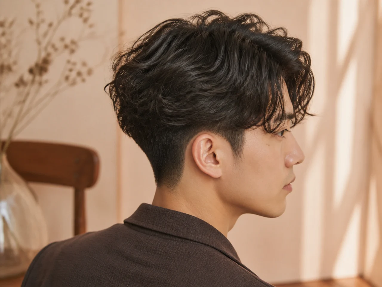 A permed side-part two block