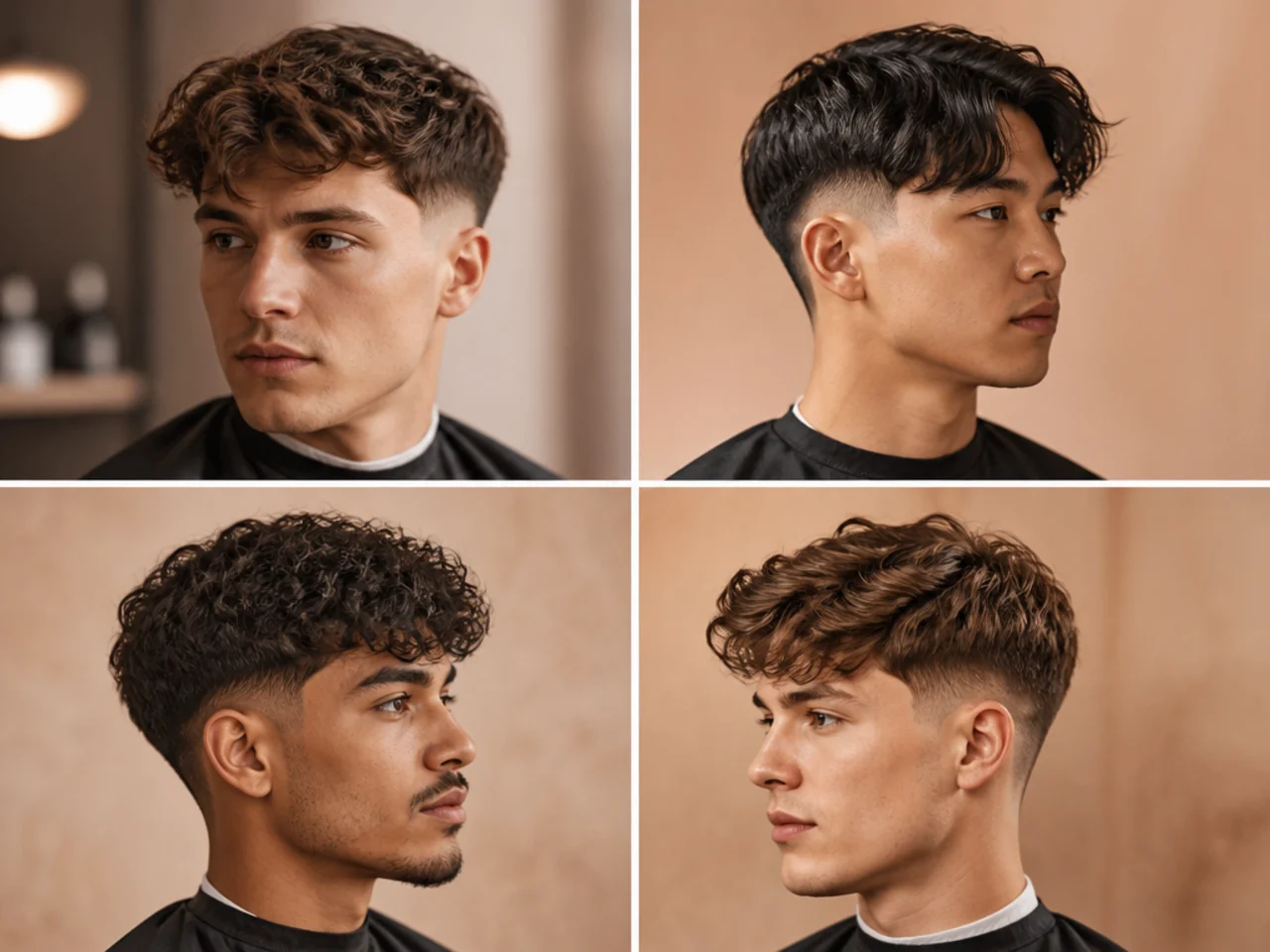 Barber consulting on a short two block haircut with reference photos on a phone