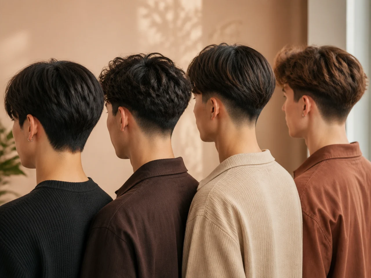 Photographs of the back of several haircuts compared