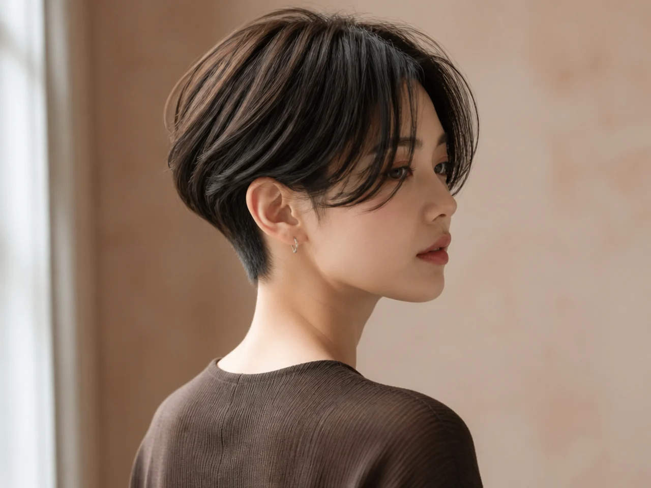 A two block with curtain bangs