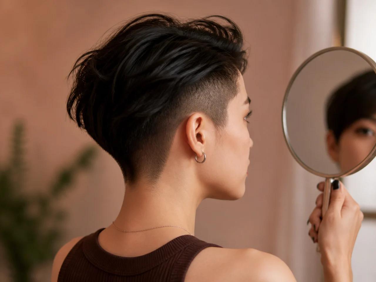 An undercut section checked in a handheld mirror