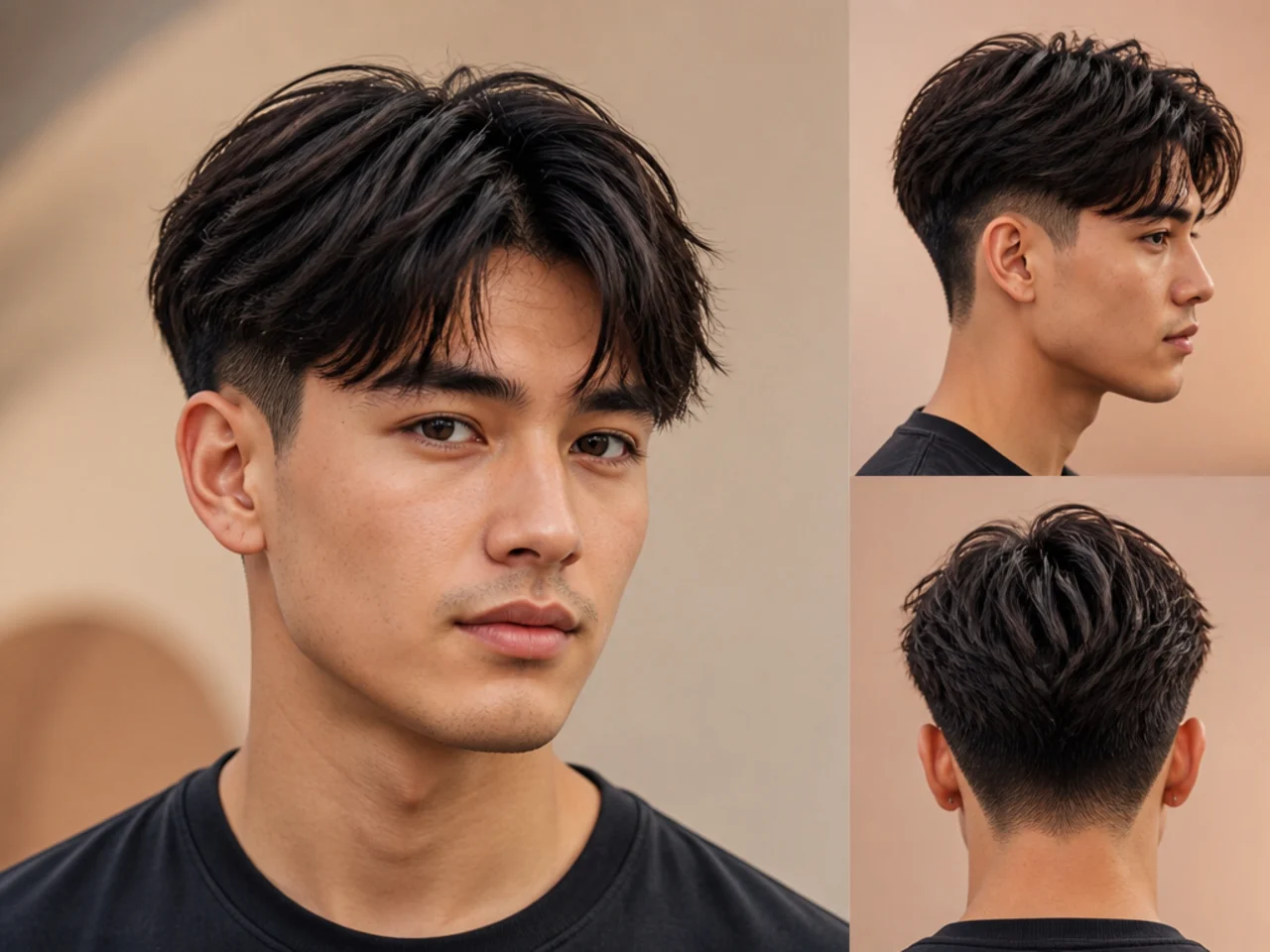 Two block taper fade with stacked layers on top and clean tapered sides