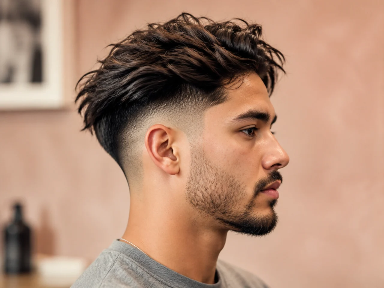 Casual Messy Brush Back with Disconnected Undercut Fade