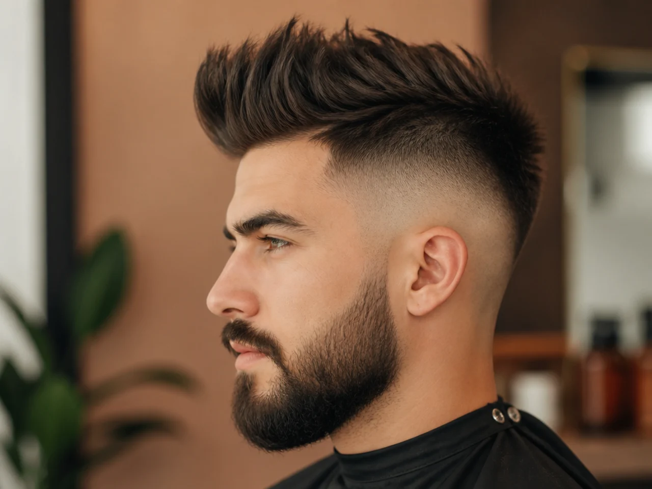 Hipster Faux Hawk with Undercut Fade and Beard