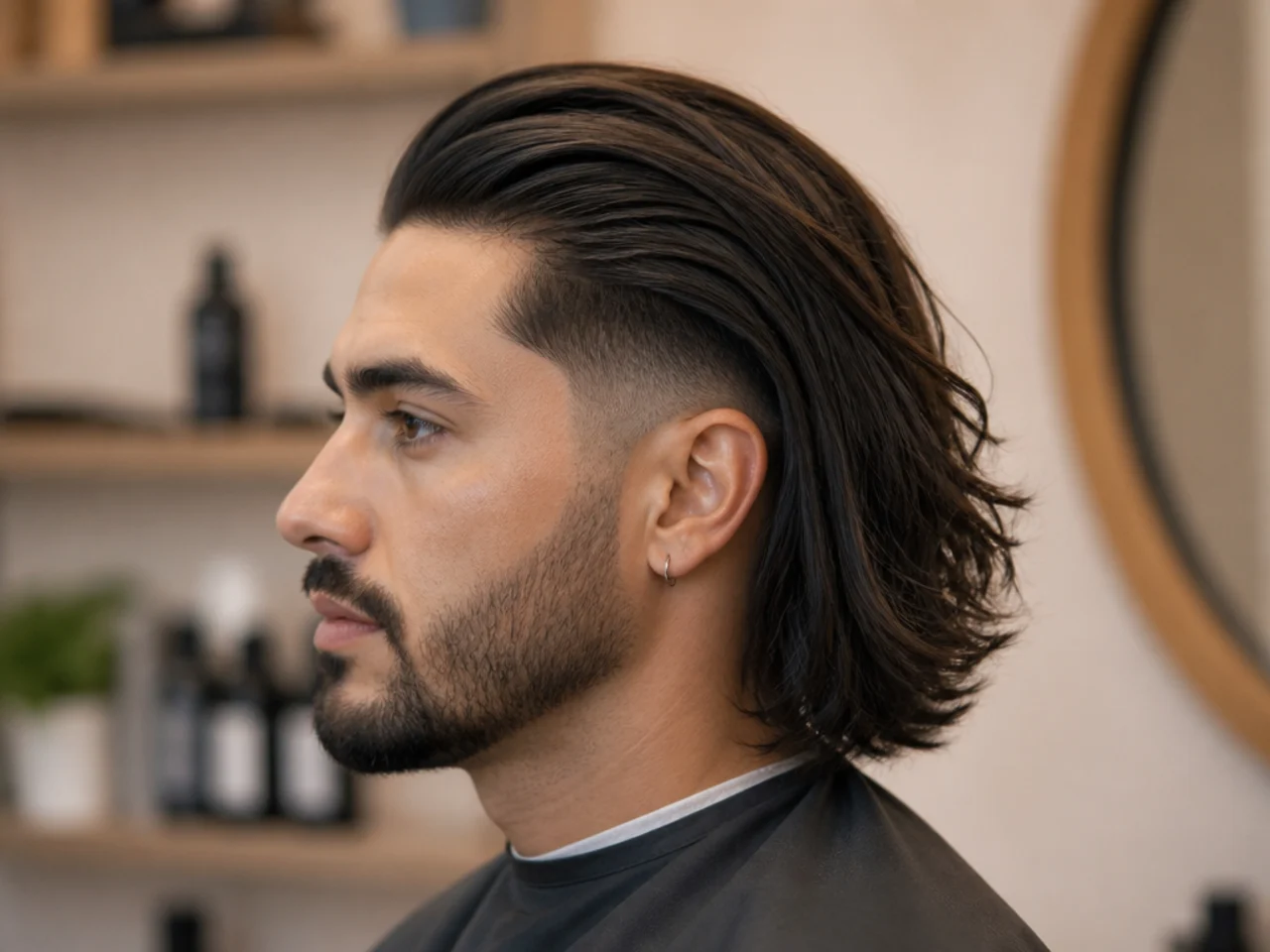 Long Hair with Low Taper Fade Undercut