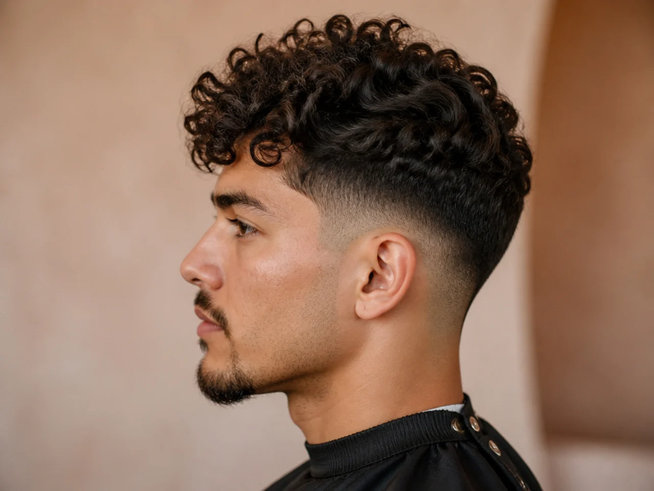 Stylish Curly Hair with Faded Undercut