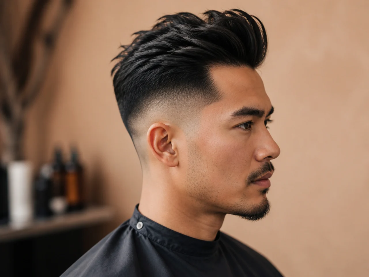 Textured Pompadour with Undercut Drop Fade