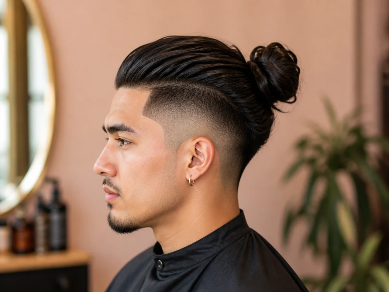 Trendy Man Bun with Low Temp Fade Undercut