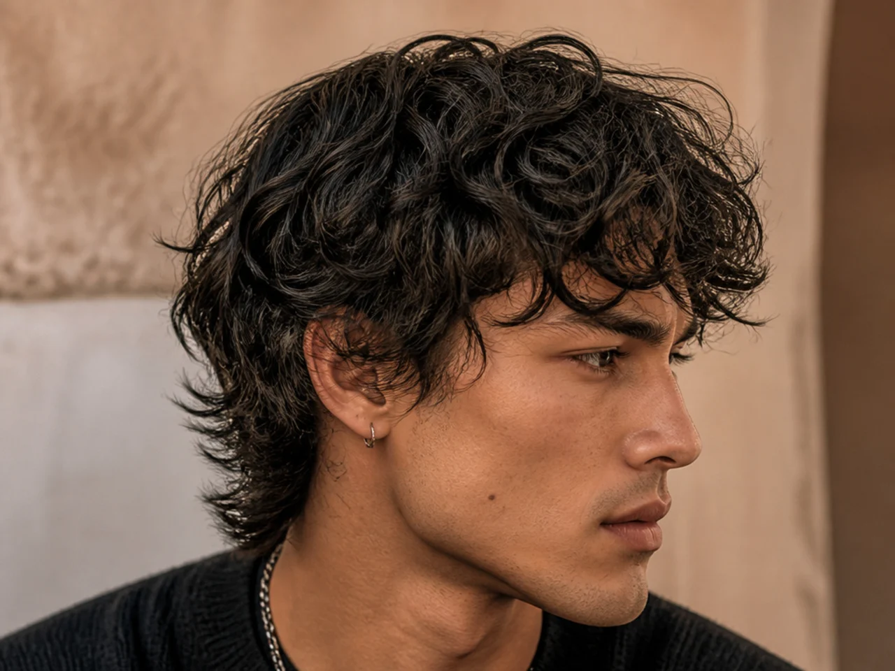 A man with a wavy shag cut