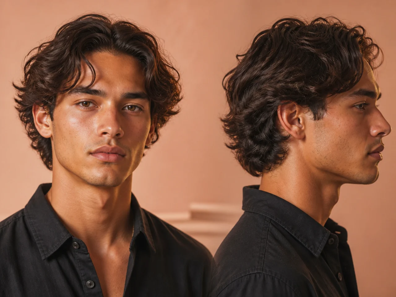 A man with straight roots and wavy ends