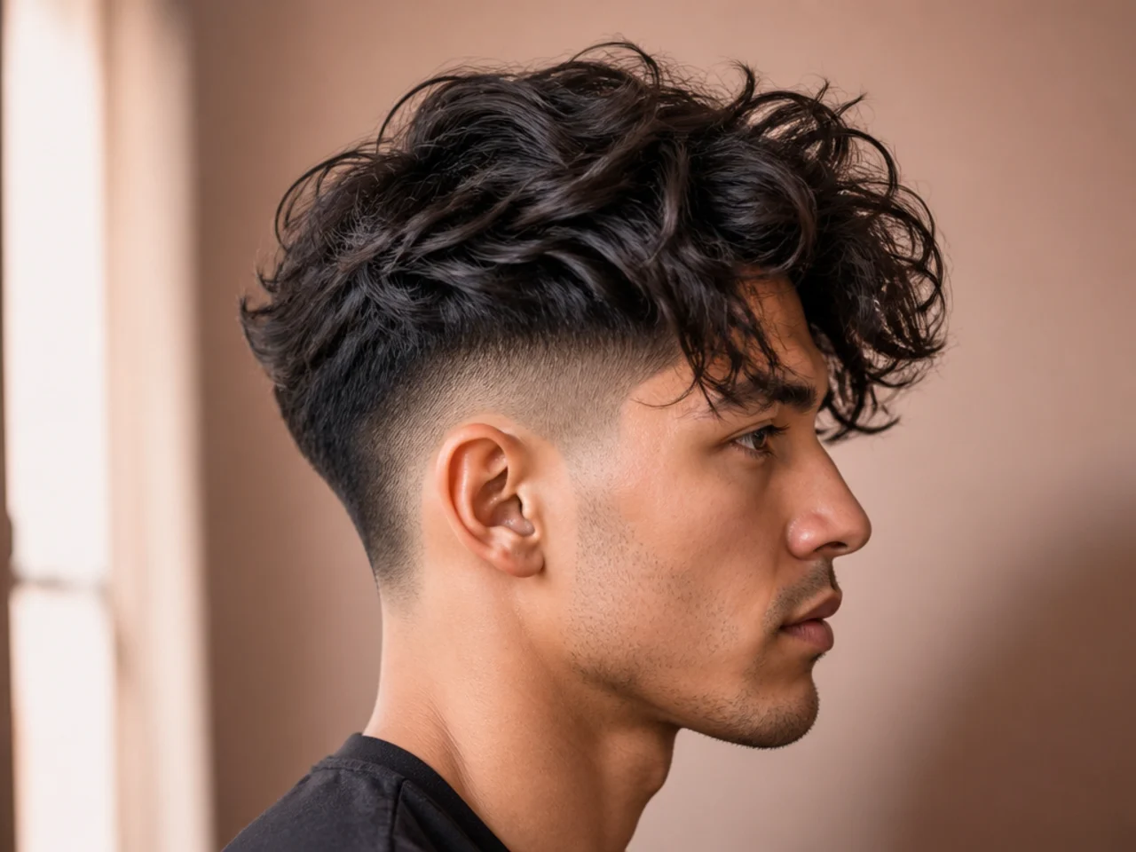 A man with wavy hair over an undercut
