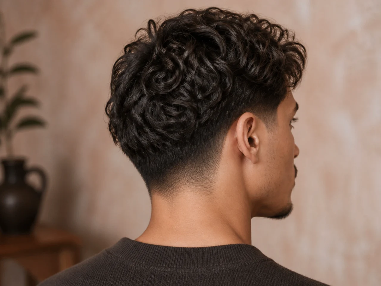 A man with air-dried wavy hair showing its natural pattern