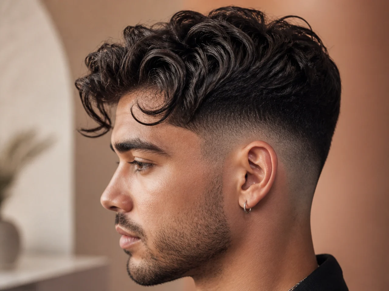 Close view of an S-shaped wave in a strand of hair
