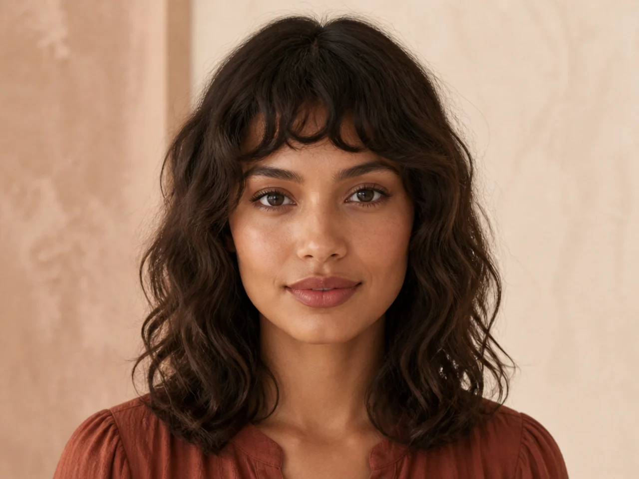 A rounded wavy fringe shorter at the centre