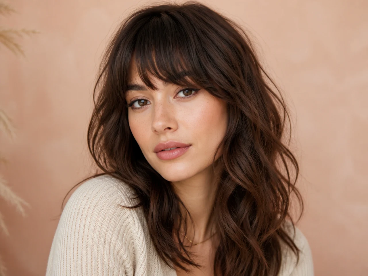 Three-quarter view of a finished wavy French fringe