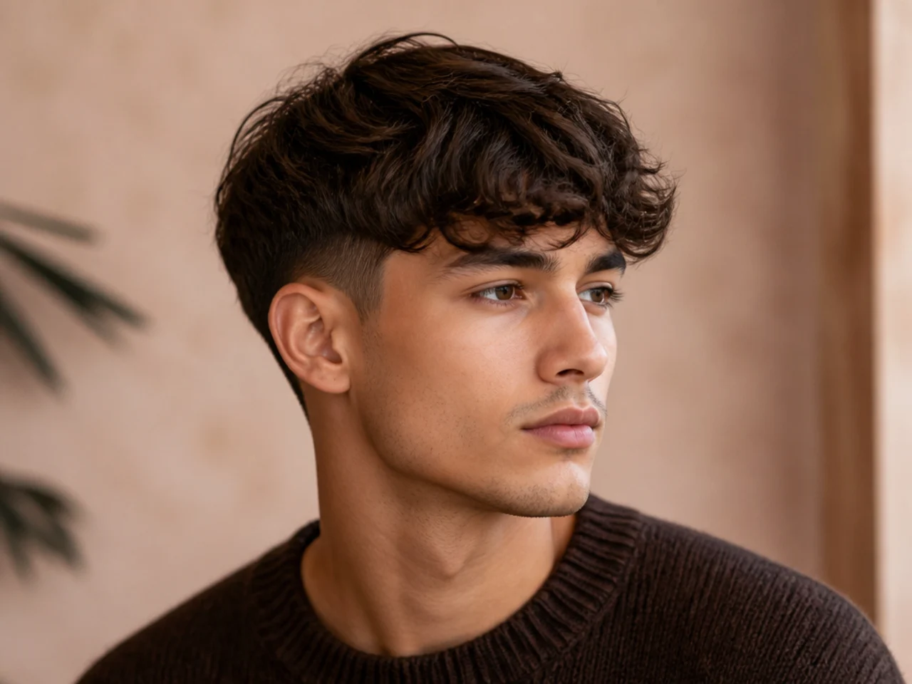 A wavy fringe over softly blended short sides