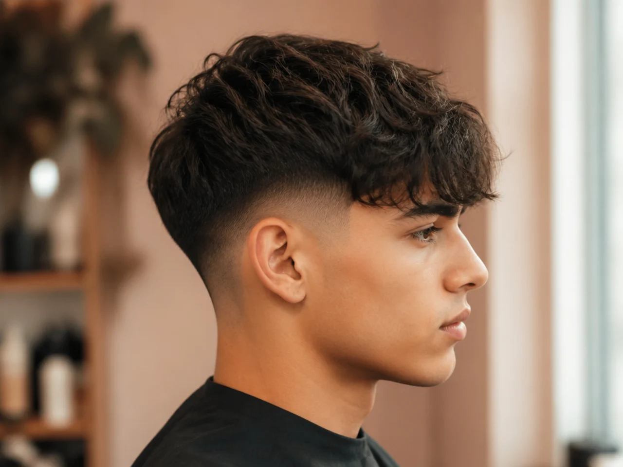 A wavy fringe with a mid fade at the sides