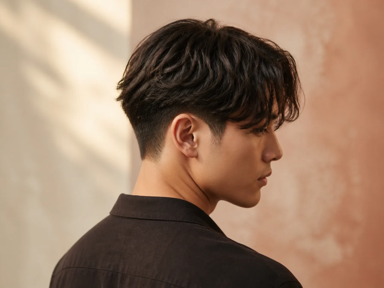 A wavy curtain fringe parted in the centre