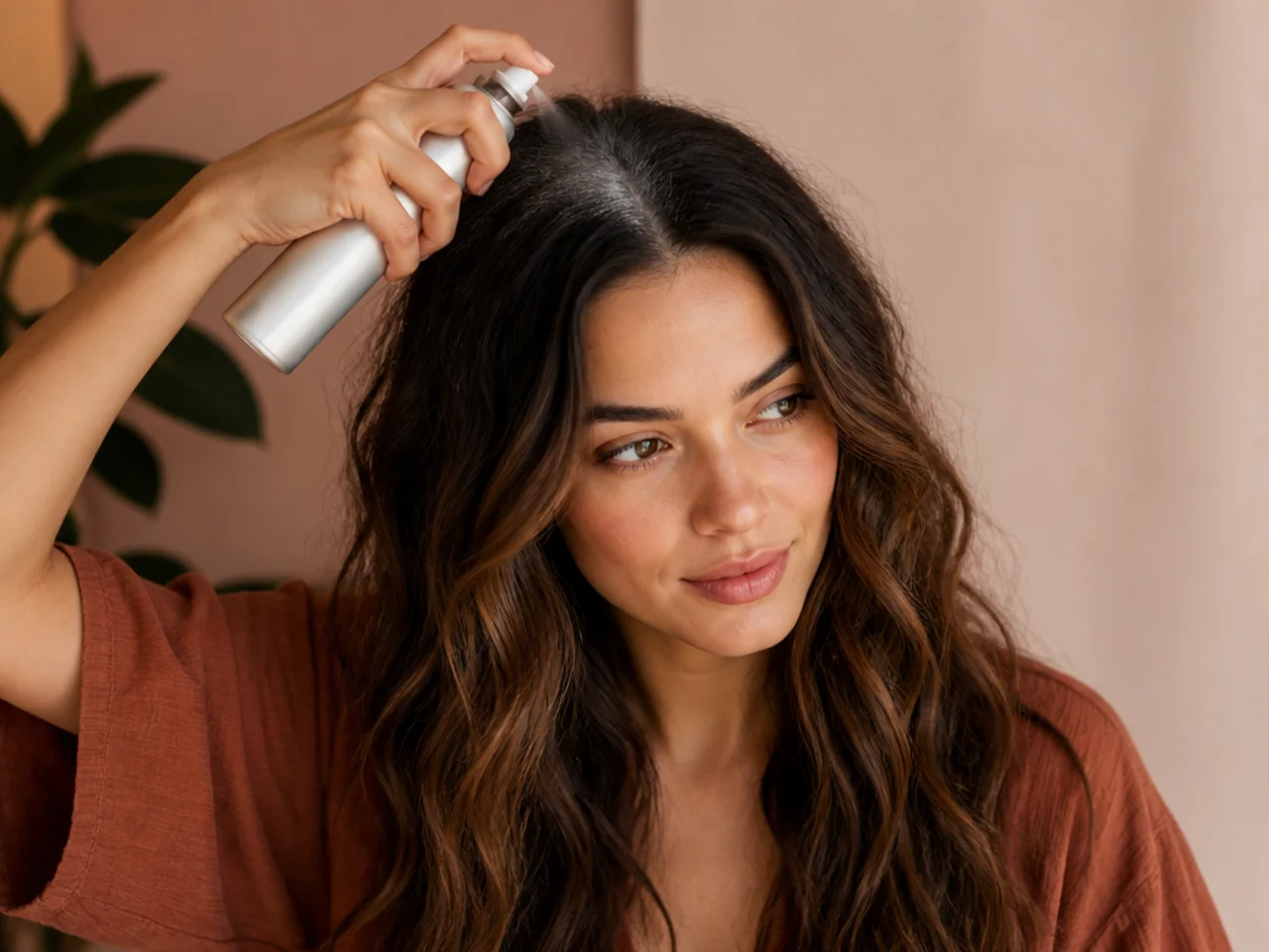 Dry shampoo applied at the roots