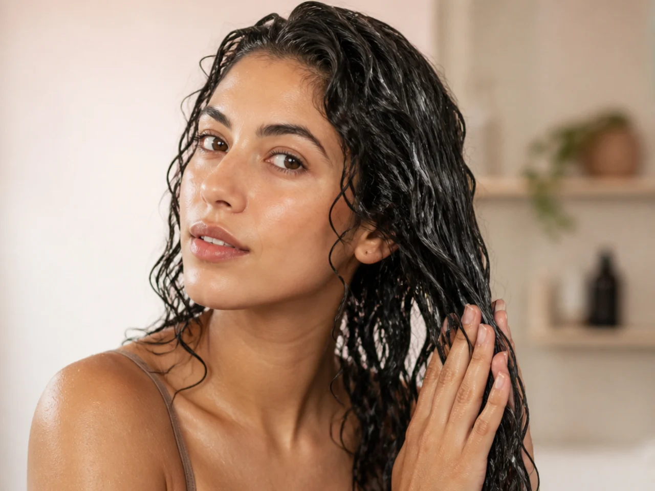 Product applied to soaking wet hair