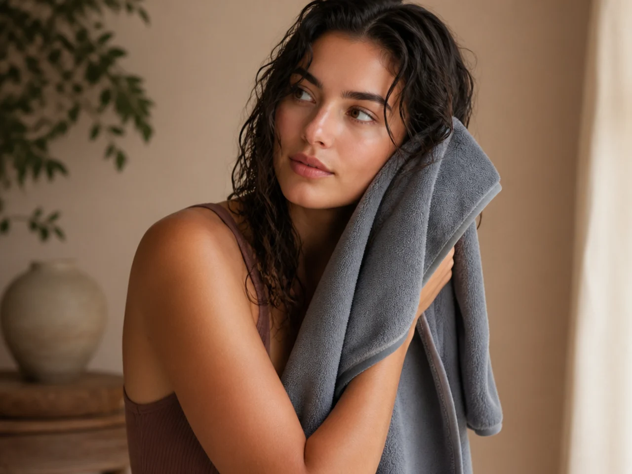 A microfibre towel replacing a terry one