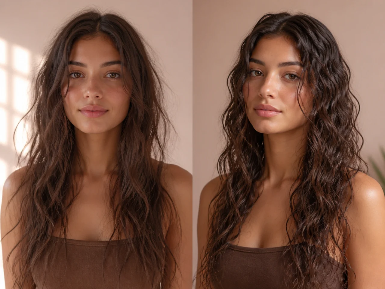 Fine wavy hair in both routines