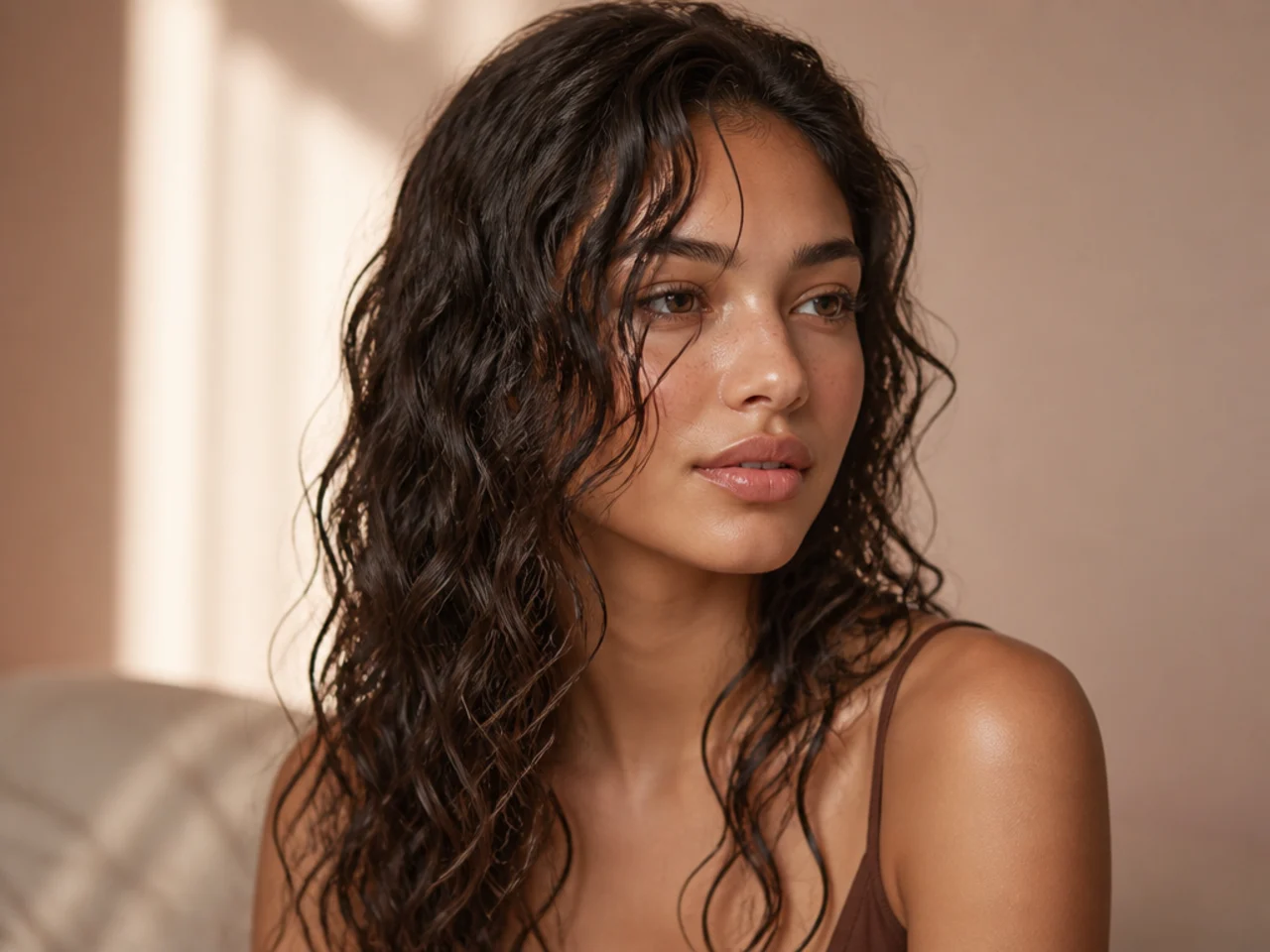 Hair left undisturbed to dry