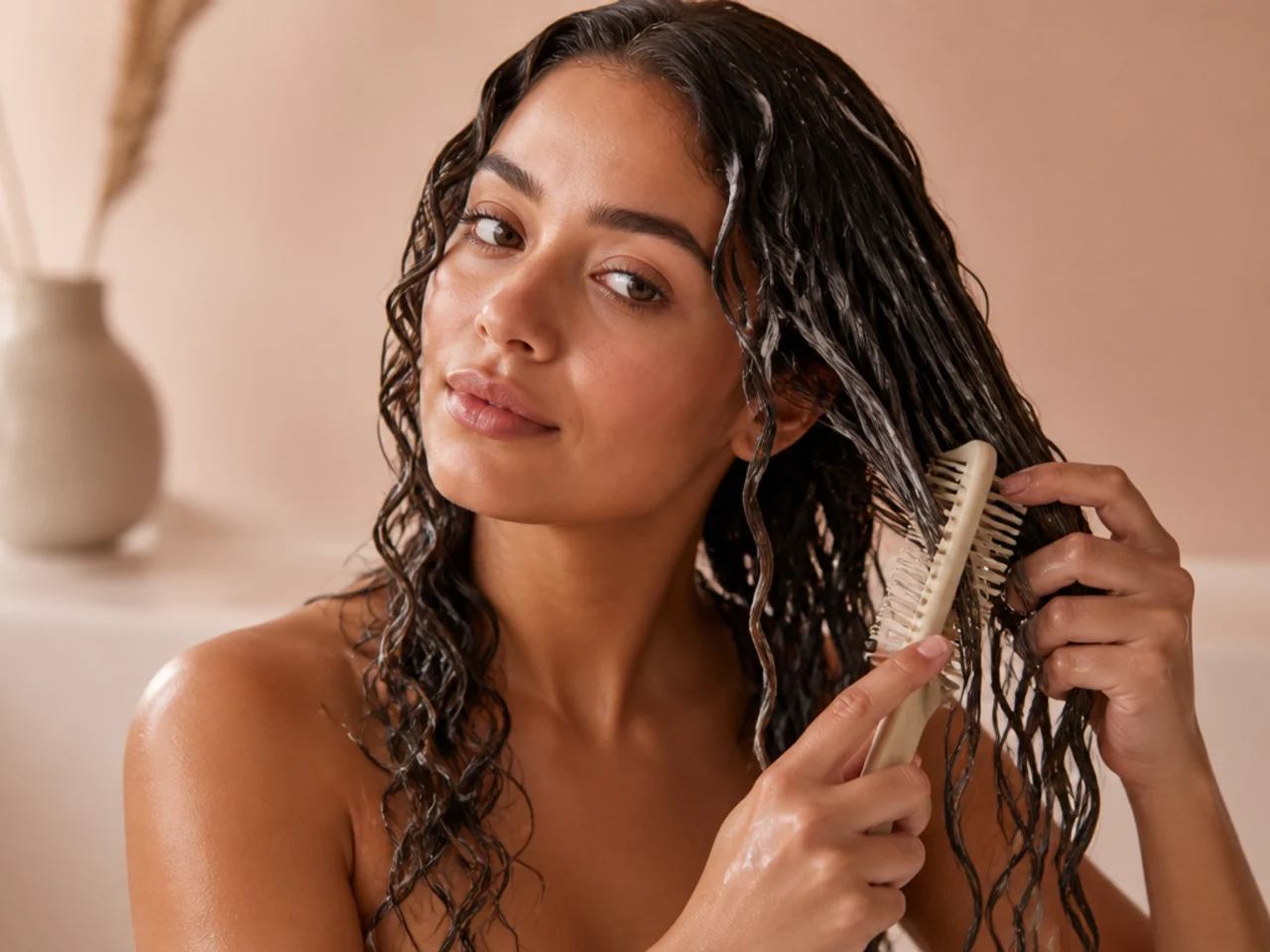 Detangling with conditioner in