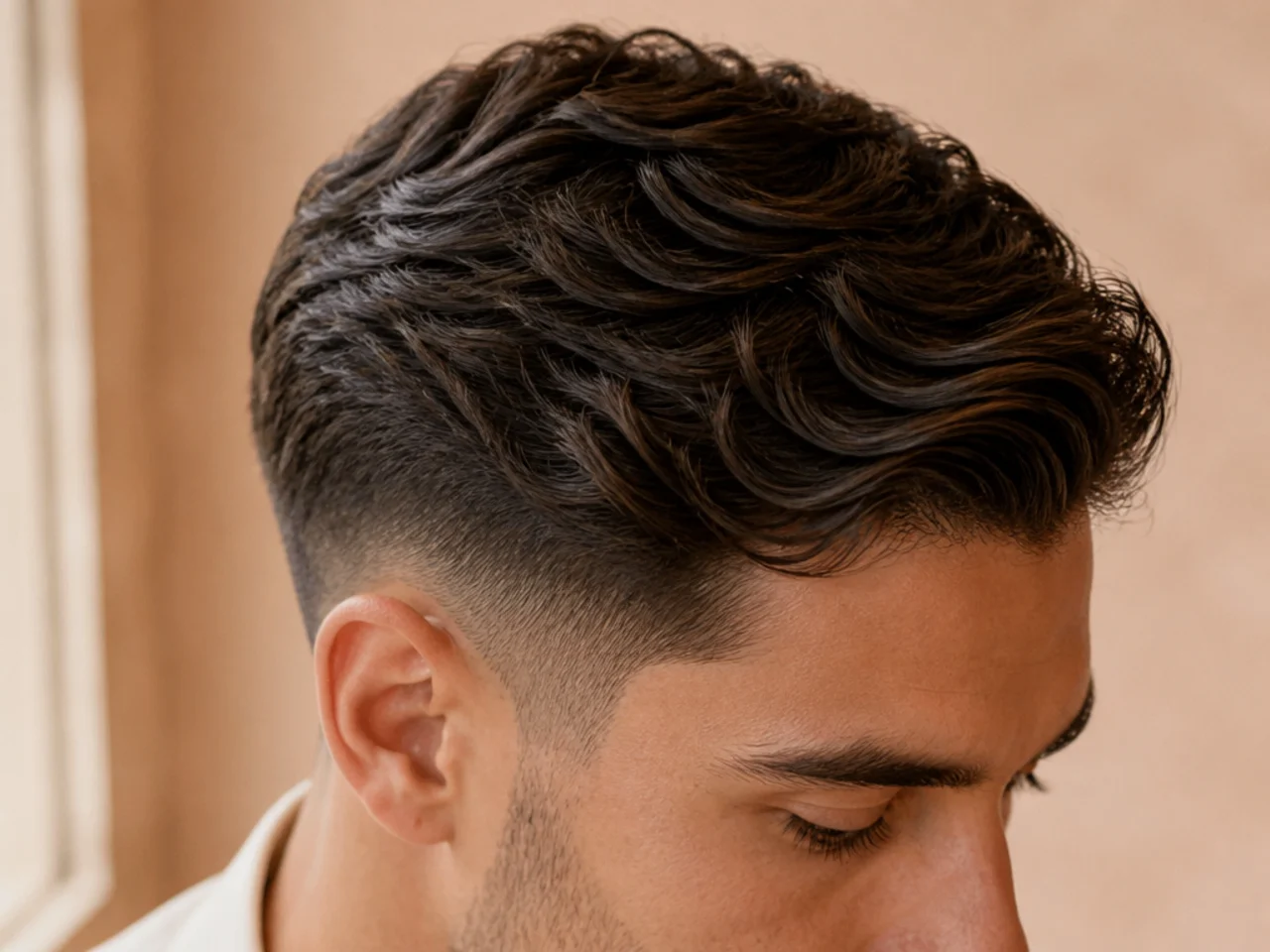 A wavy ivy league with a mid taper