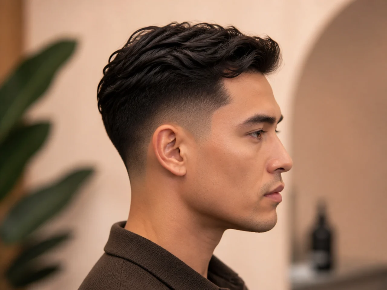A wavy ivy league styled with a light cream