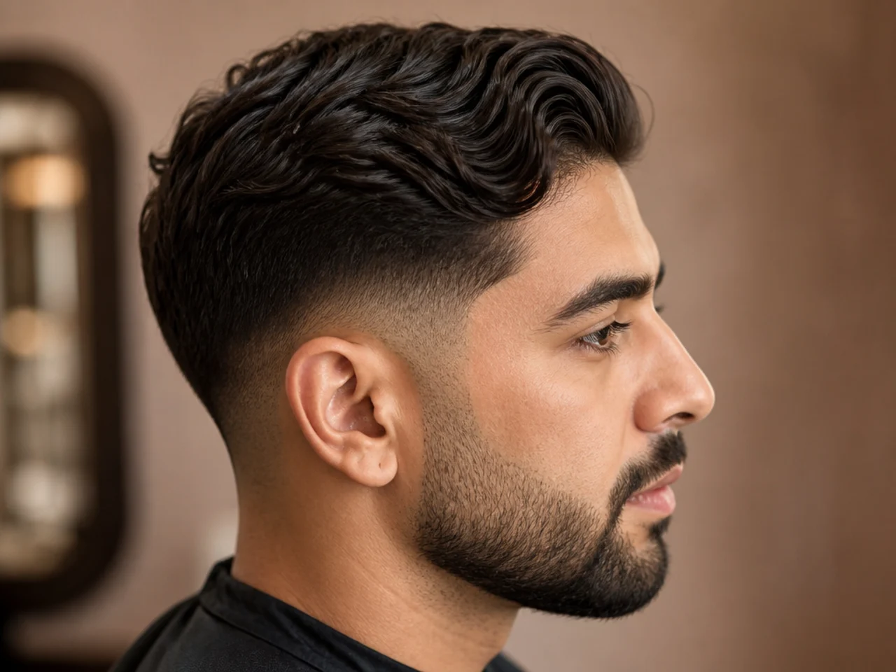 Wavy hair sweeping the same direction on both sides
