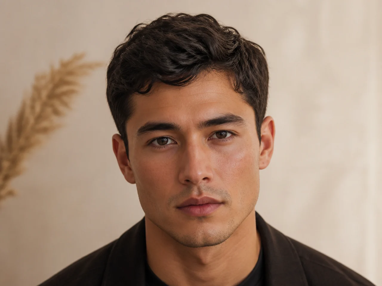Short wavy hair with untapered sides
