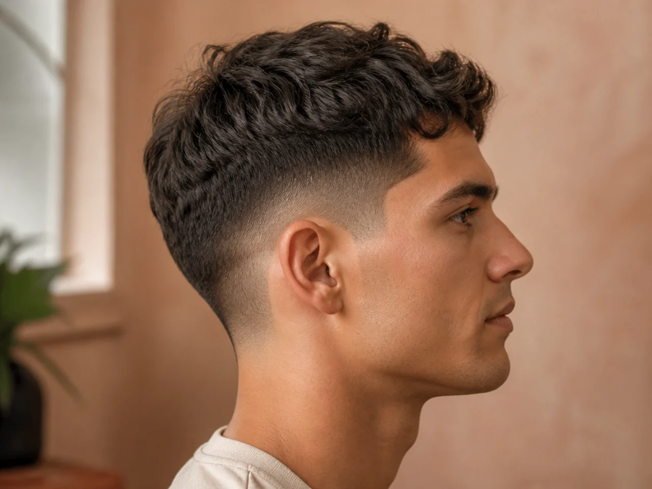 Short wavy hair worn with no product