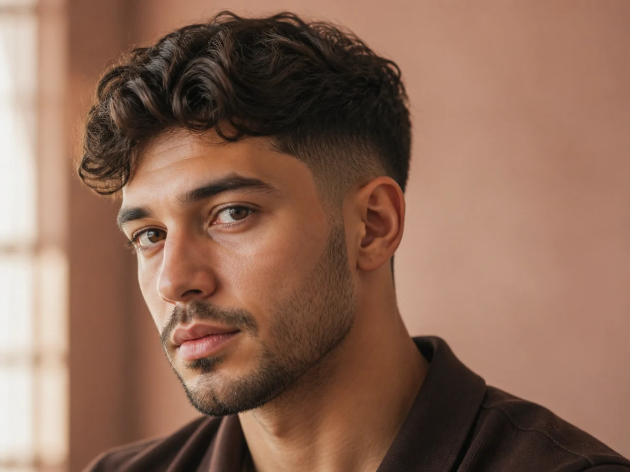 Wavy hair at the upper limit of short length