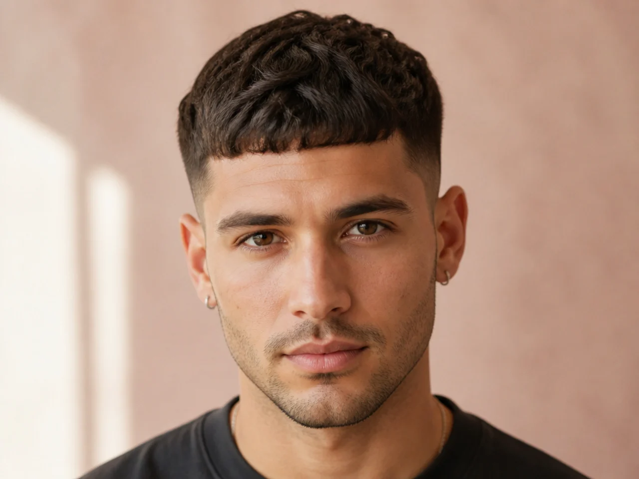 A cropped wavy haircut cut to one bend