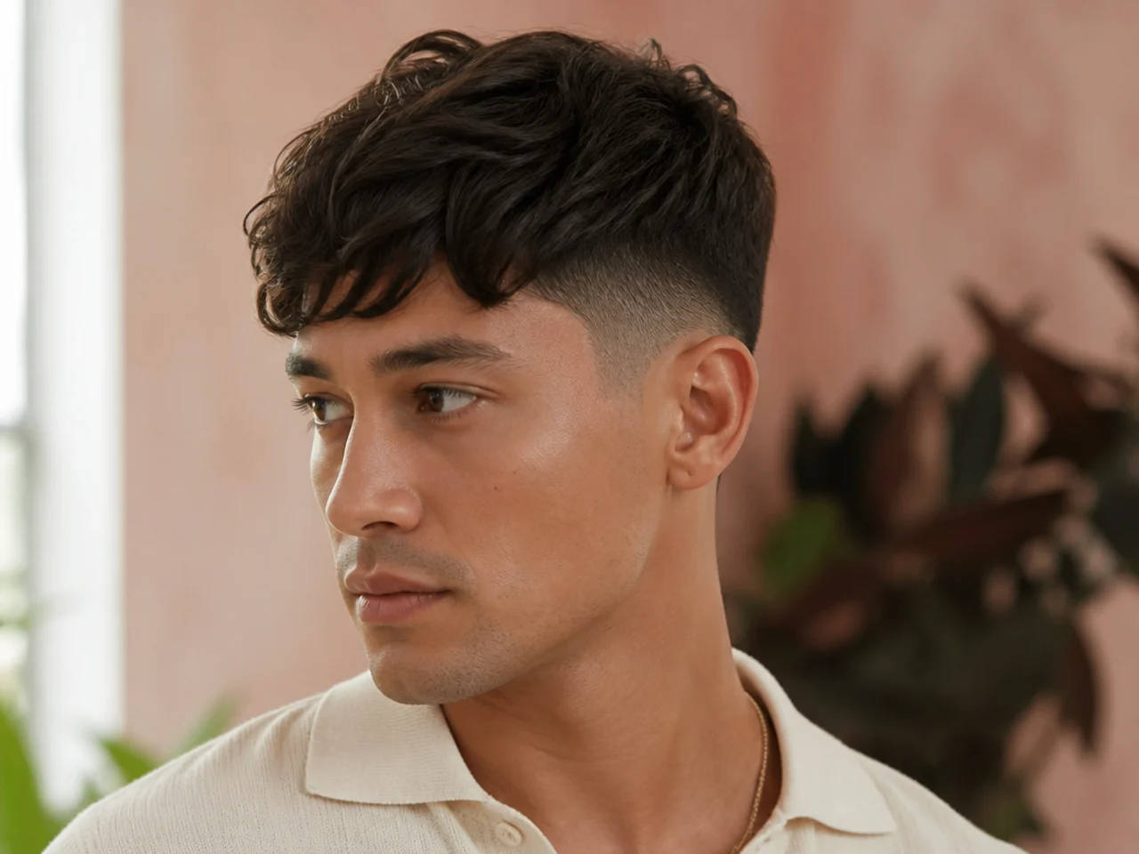 A wavy fringe over short clipped sides