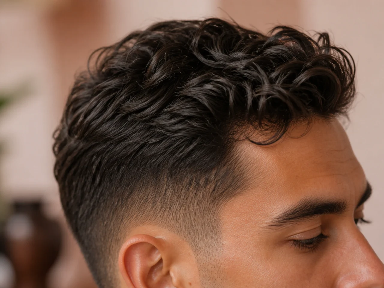 Wavy hair partway between two length bands