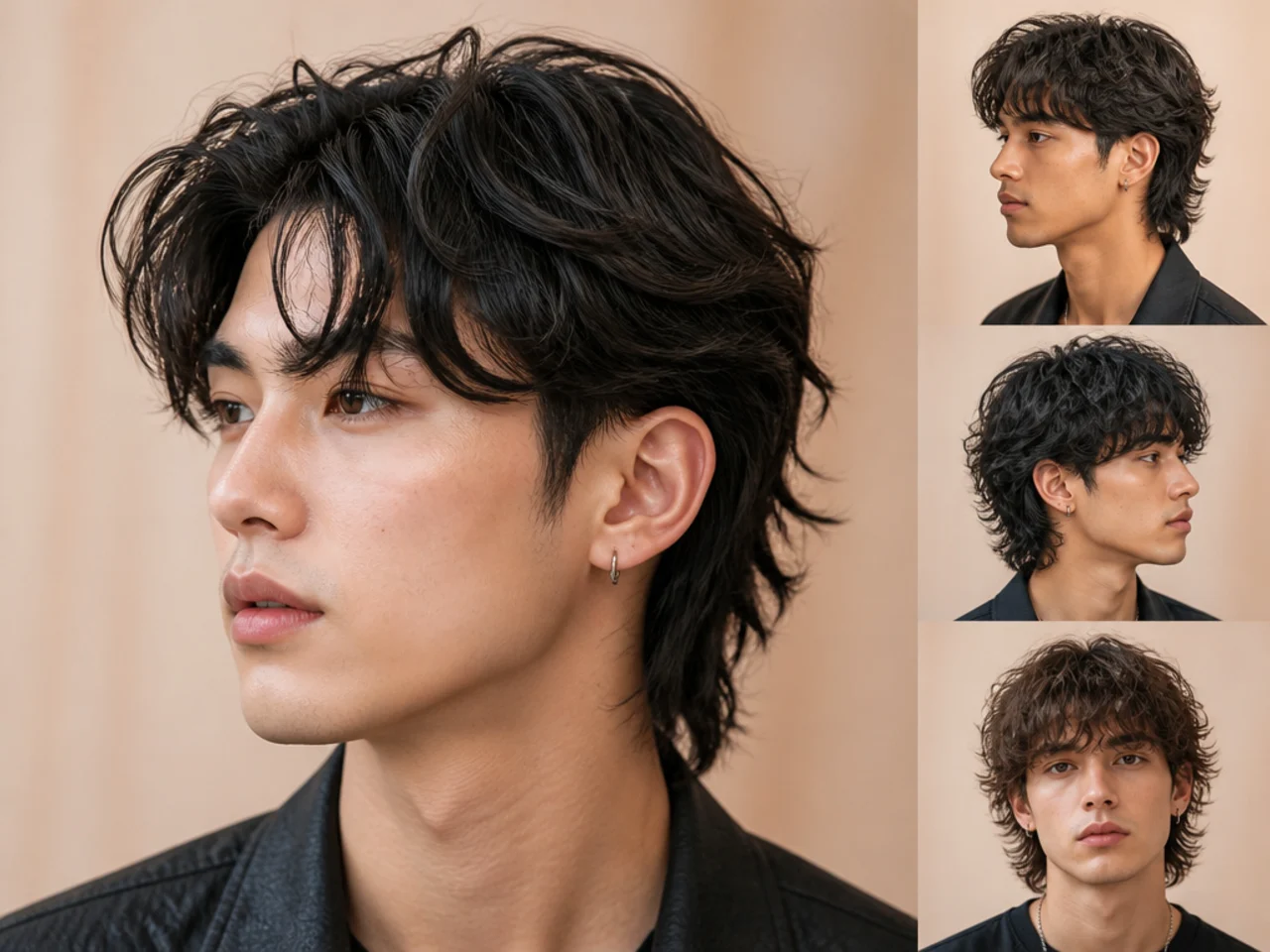 Two-block wavy wolf cut on 2B hair with a hidden undercut and layered wavy top falling over the disconnect