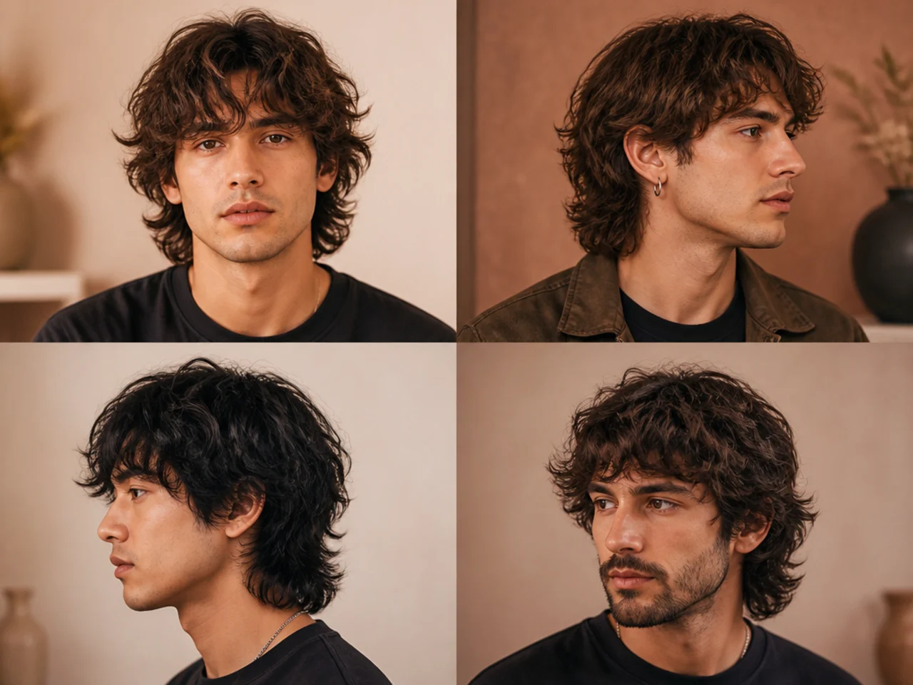 Textured wavy wolf cut with heavy point-cutting and piecey layer separation on 2B hair