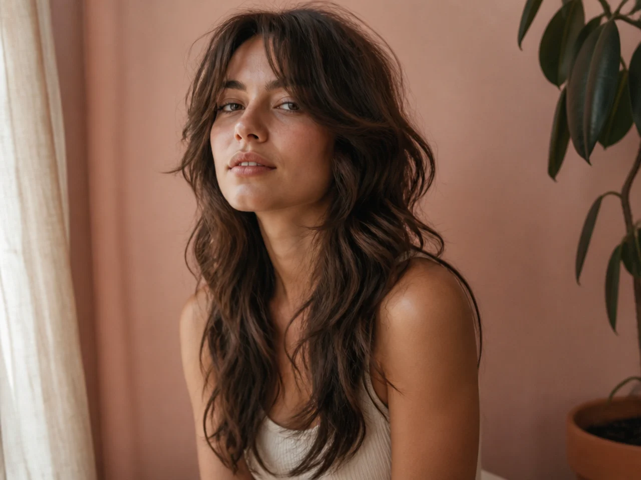 A long wavy wolf cut layered down the full length