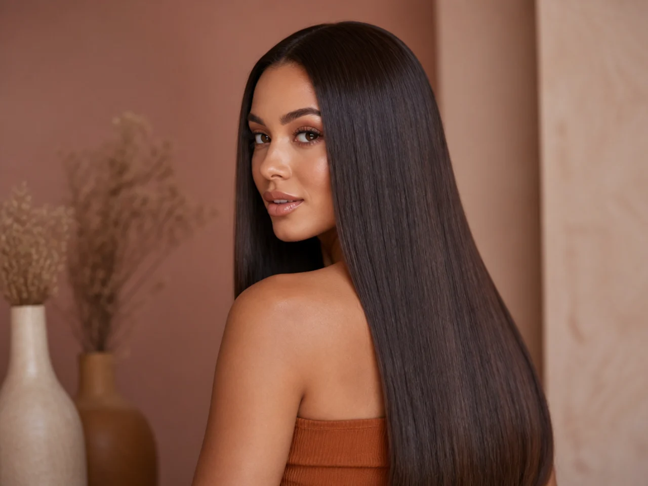Product applied to wig hair