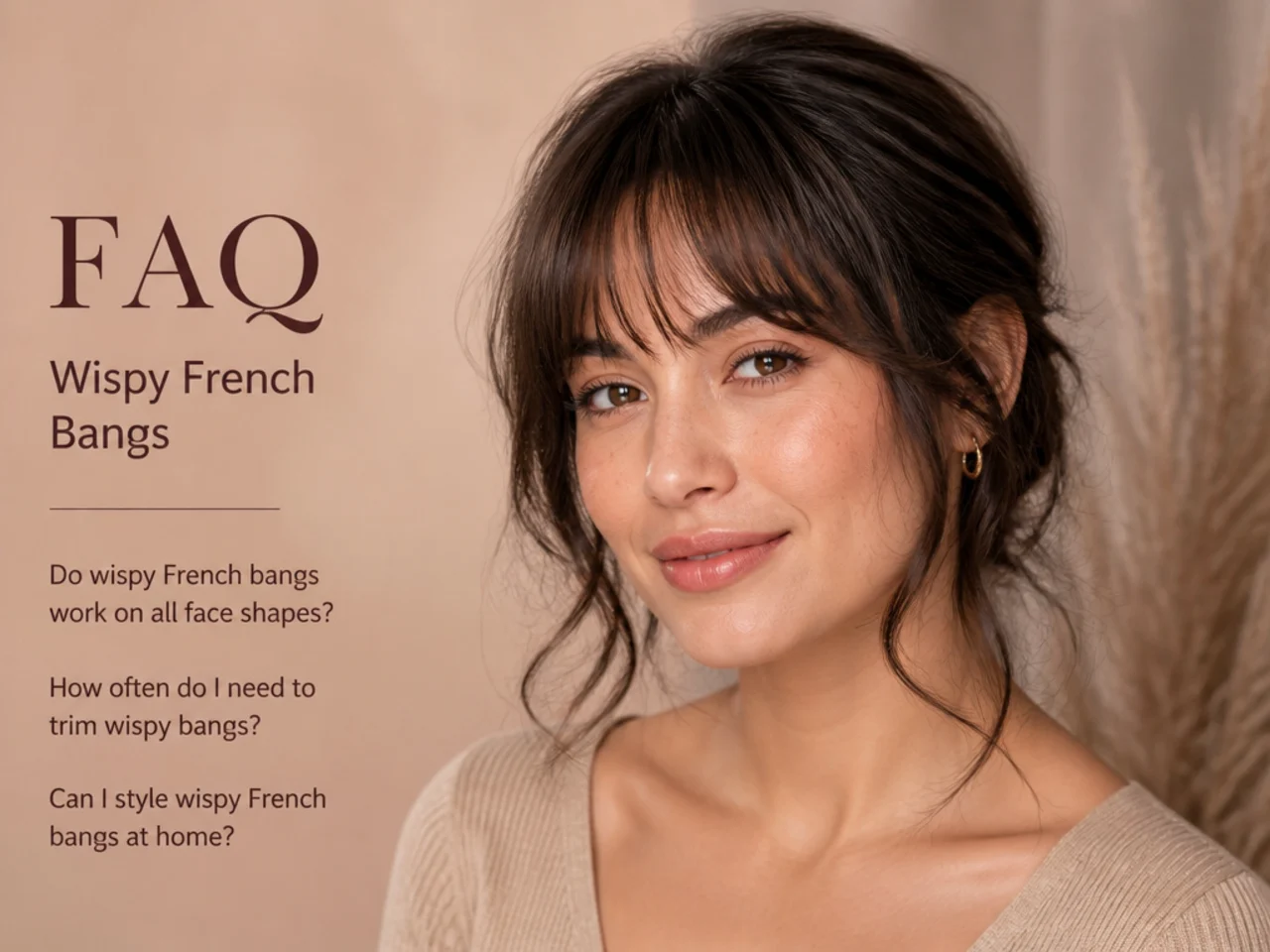 Three-quarter view of a finished wispy French fringe