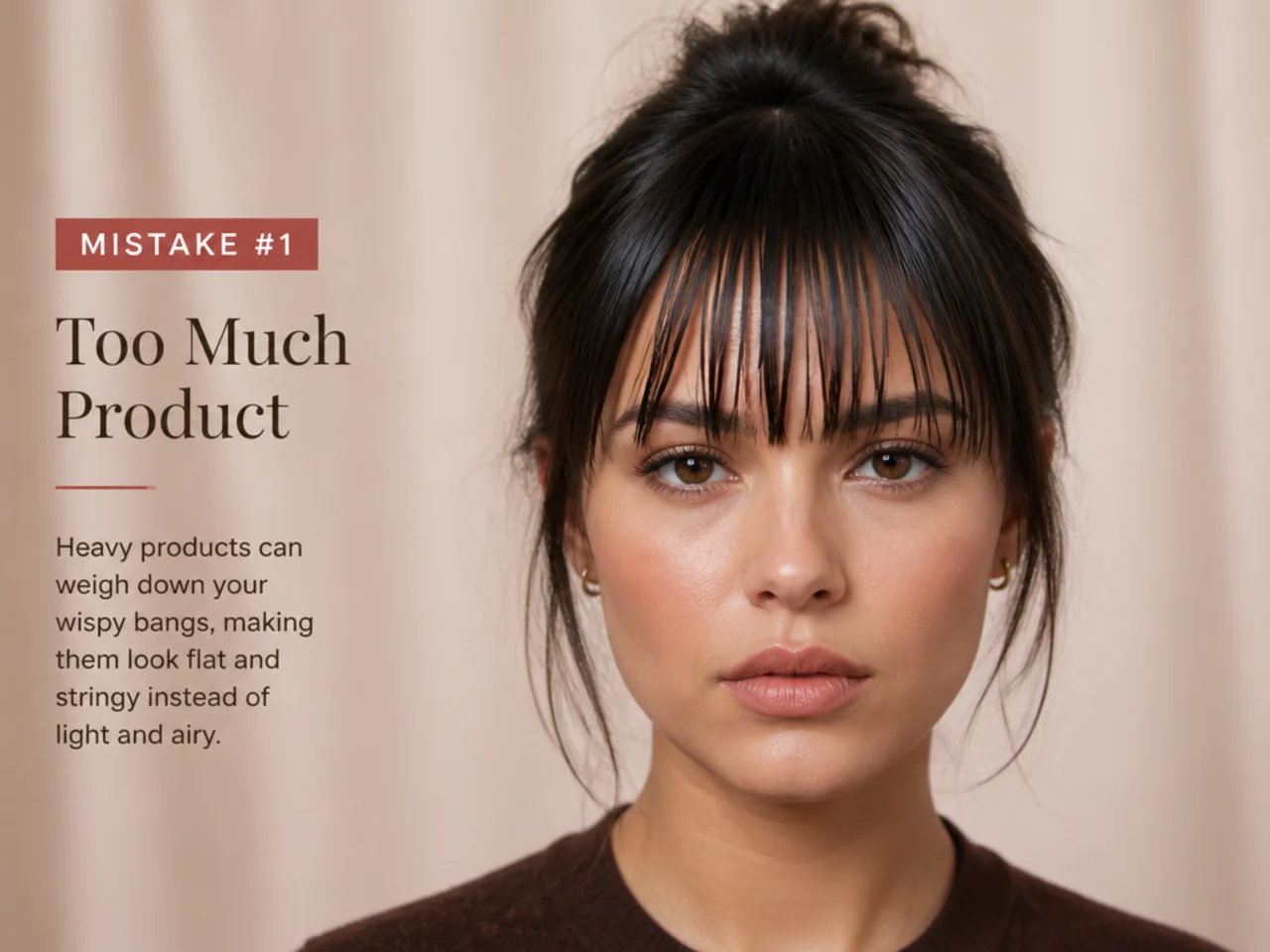 A wispy fringe flattened and re-joined by too much product