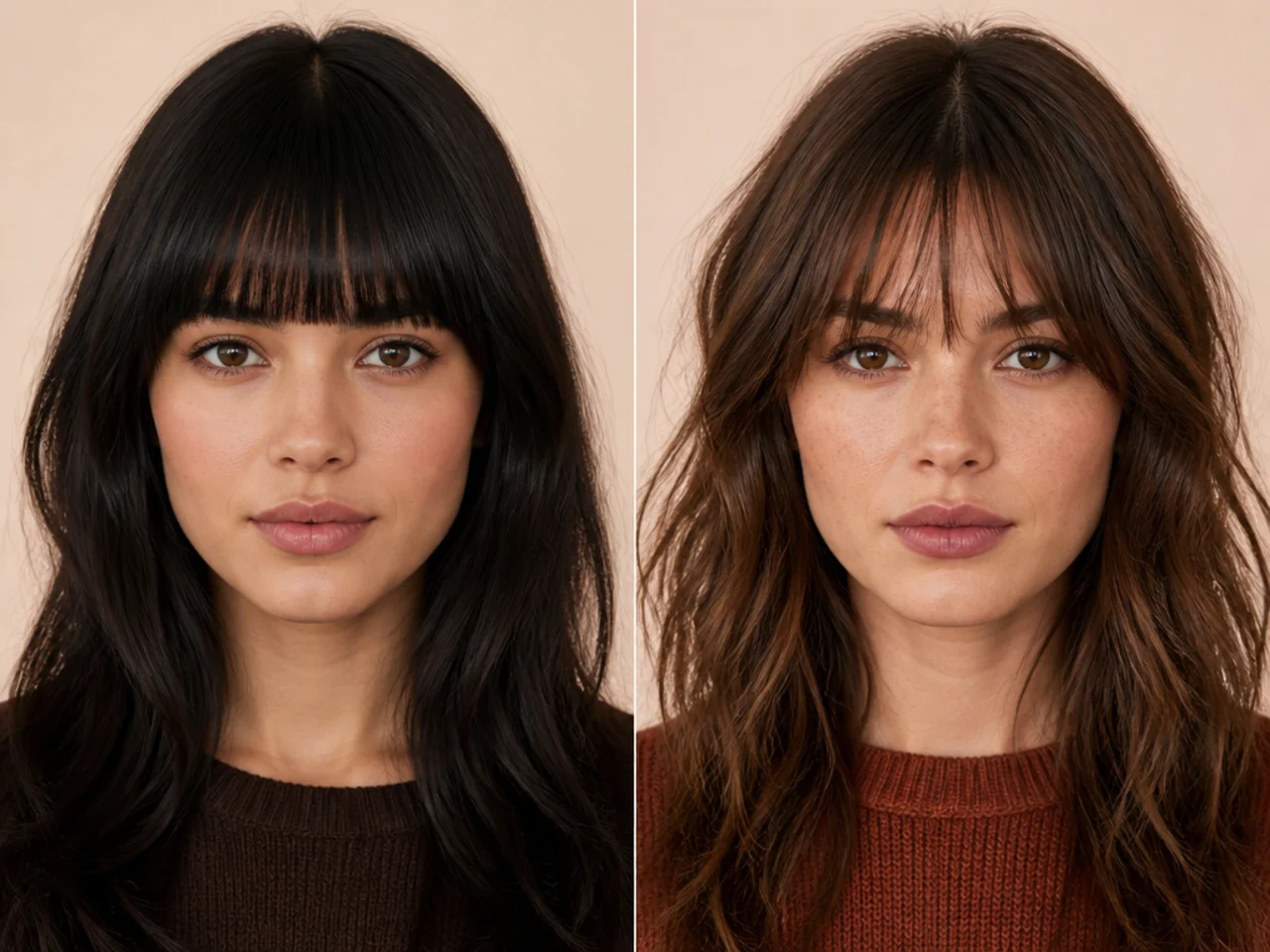 A blunt fringe edge beside a point-cut one at the same density